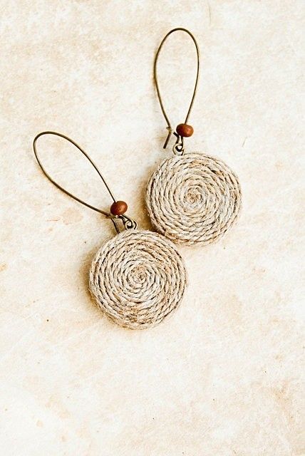 Natural Earrings, Earrings Diy Handmade, Hemp Jewelry, Fabric Jewellery, Diy Jewelry Unique, Fabric Earrings, Rustic Jewelry, Eco Friendly Jewelry, Handmade Fashion Jewelry