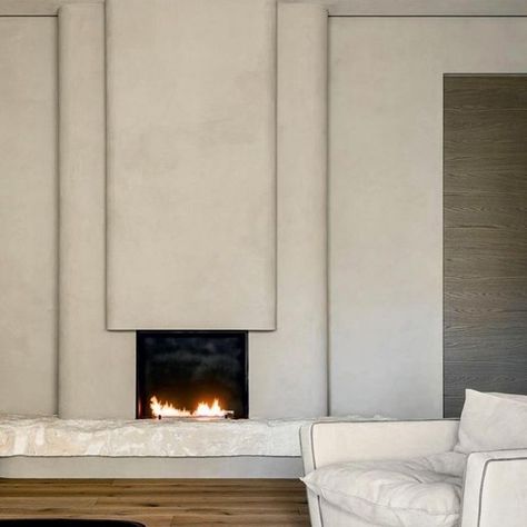 M O D U Studio on Instagram: "Serenity✨#wabisabiinteriors #fireplacedecor" Travertine Fireplace, Casa Rock, Brutalist Design, Home Fireplace, Modern Fireplace, Fireplace Wall, Fireplace Design, Fireplace Surrounds, Fireplace Decor