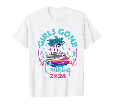 PRICES MAY VARY. Girls Gone Cruising 2024 funny cruise tee women 2024. Matching cruise squad tee for friends, girl group, family on girls cruise 2024 or birthday cruise trip. Cute outfit for girls cruise 2024 girls trip, girls weekend 2024, girls vacation. Vacation family and friends that will be cruising or sailing on a boat for vacation. Lightweight, Classic fit, Double-needle sleeve and bottom hem Cruise Tshirts For Friends, Girls Cruise Shirts Ideas, Cruise Shirts Funny, Vacation Funny, Birthday Cruise, Vacation Humor, Cruise Trip, Vacation Family, Friends Girl