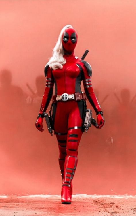 Lady Deadpool Female Deadpool Cosplay, Lady Pool Marvel, Lady Deadpool Wallpaper, Lady Deadpool Cosplay, Deadpool Makeup, Female Deadpool, Wanda Wilson, Dino Thunder, Holloween Makeup