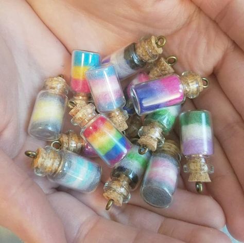 Tiny Jars, Diy Crafts For Girls, Lgbt Flag, Bottle Jewelry, Bottle Charms, Mini Craft, Magical Jewelry, Kawaii Accessories, Bottle Necklace