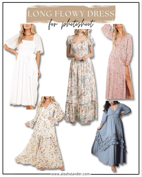 Family Photo Dresses For Mom, Long Flowy Dress Photoshoot, Flowy Dress Photoshoot, Joyfolie Dress, Postpartum Dresses, Maxi Dress Flowy, Photoshoot Spring, Dress For Photoshoot, Best Maxi Dresses