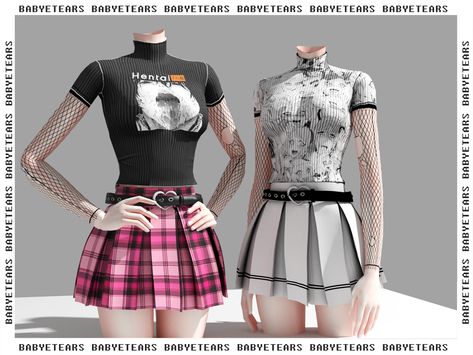 Zepeto Wallpaper, Heart Skirt, Anime Skirts, E Girl Clothes, Halloween City, Ts4 Mods, Alpha Cc, Cc Sims4, Harajuku Clothes