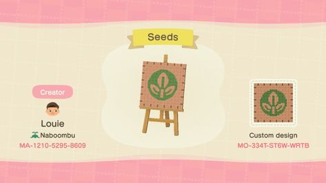 Seed Bag Design - Animal Crossing Pattern Gallery & Custom Designs Acnh Seed Bag Design, Acnh Pattern, Acnh Patterns, Plant Bags, Vegetable Bag, Garden Bags, Happy Home Designer, Acnh Codes, Acnh Inspo