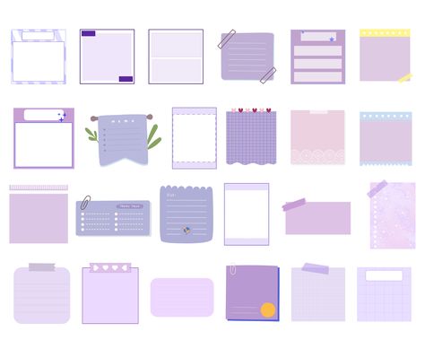 Pastel Purple Stickers Printable, Purple Theme Journal Stickers, Note Paper Purple, Violet Printable Stickers, Purple Sticky Notes, Onenote Stickers, Pink Sticky Notes, Notebook Notes, Memo Notes