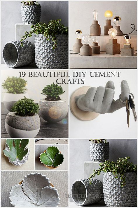 We have prepared a list of 19 beautiful DIY cement crafts that will add diversity and simple beauty to your interior decor. Diy Cement Crafts, Diy Cement Planters, Diy Cement, Cement Flower Pots, Diy Concrete Planters, Cement Diy, Concrete Diy Projects, Garden Decor Diy, Vintage Garden Decor