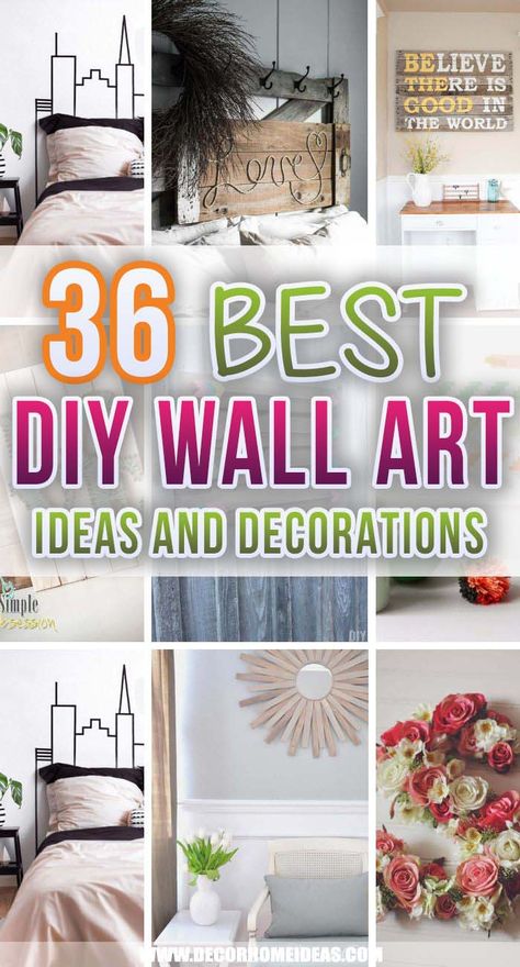 Best DIY Wall Art Ideas. DIY wall art ideas for every room in your home. Add personalization and style with these easy DIY projects and tutorials. #decorhomeideas Diy Wall Art Ideas Creative, Make Wall Art Ideas, Easy Big Wall Art, Large Wall Art Ideas Diy, Easy Large Wall Art Diy, Large Wall Art Ideas Entryway, Easy To Make Wall Art, Diy Wall Decor For Office, Cheap Diy Wall Decor Living Room