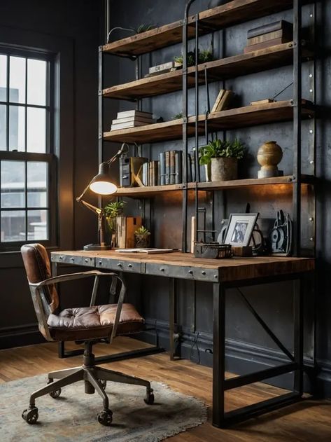 45+ Home Office Ideas That Will Inspire Productivity - HubPages Male Home Office Ideas, Luxurious Home Office, Productive Home Office, Unique Backdrop, Home Office Designs, Writing Studio, Industrial Home Offices, Living Aesthetic, Kitchen Wall Art Printables