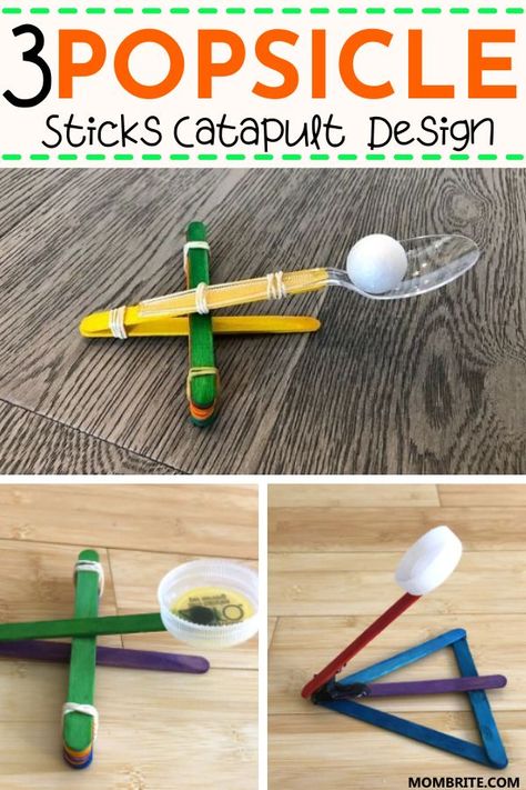 Popsicle Catapult, Catapult Craft, Catapult For Kids, Diy Catapult, Simple Machine Projects, Popsicle Stick Catapult, Crafts For Beginners, Diy Popsicle, Stem Crafts