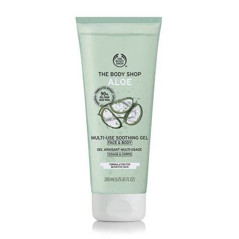 Body Shop Skincare, Aloe On Face, Sunburn Relief, Body Tips, Body Shop At Home, Aloe Vera For Hair, Drugstore Skincare, Soothing Gel, Skin Care Collection