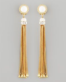 Rachel Zoe Tassel Post Earrings, White Tassel Jewelry, Gold Earrings Designs, White Jewelry, Earrings White, Rachel Zoe, Gold Design, Bergdorf Goodman, Tassel Earrings, Designer Earrings