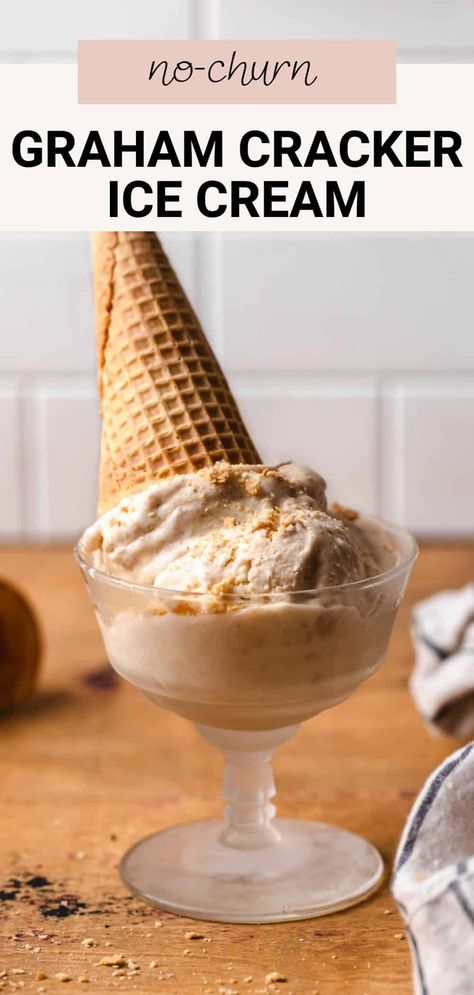 This no churn graham cracker ice cream is made by soaking graham crackers in heavy cream, whipping it up, and swirling in sweetened condensed milk. It's infused with all the warm, honey cinnamon graham cracker flavor we know and love and couldn't be easier to make. Graham Central Station Ice Cream, Graham Cracker Ice Cream, Yogurt Bar, Ice Cream Mixture, Honey Cinnamon, No Churn Ice Cream, Ice Cream Popsicles, Honey And Cinnamon, Hot Fudge