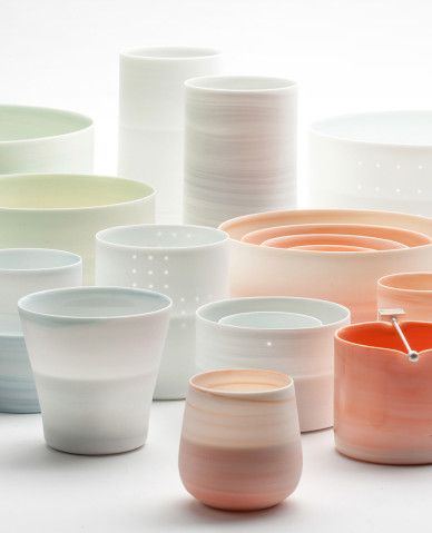 Check this out on leManoosh.com: #Blue #ceramics #Color Accent #color range #Container #Gradient #Green #Orange #Pot #pottery #Speckled #White Biu Biu, Industrial Design Trends, Modern Pottery, Contemporary Ceramics, Ceramic Design, Glass Ceramic, Ceramic Cups, Pandora Jewelry, Ceramic Sculpture