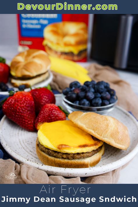 This easy recipe for Jimmy Dean Breakfast Sandwiches cooked in an air fryer will quickly become a staple in your daily routine! With minimal prep and cook time, you’ll have hot, perfectly cooked egg breakfast sandwiches in minutes! Jimmy Dean Breakfast Sandwiches, Homemade Philly Cheesesteak, English Muffins Sandwich, Baked Grilled Cheese, Bbq Pulled Pork Sandwiches, Jimmy Dean Sausage, Biscuit Sandwich, Delicious Sandwiches, Delicious Breakfast Recipes