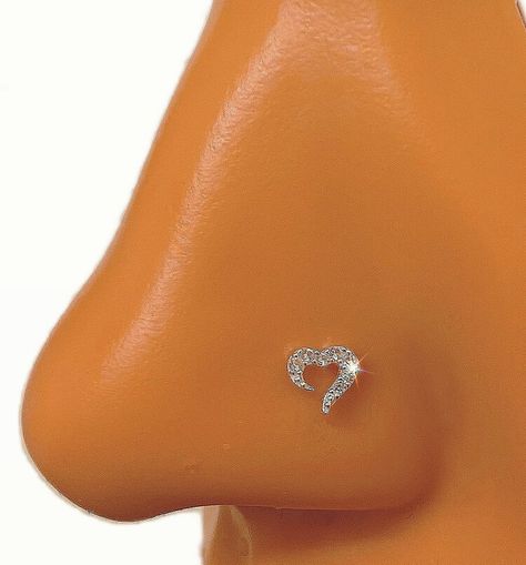 Heart Nose Ring, Cute Nose Rings, Heart Nose Rings, Nose Jewels, Cute Nose Piercings, Nose Ring Jewelry, Small Finger Tattoos, Nose Piercing Stud, Nose Pins