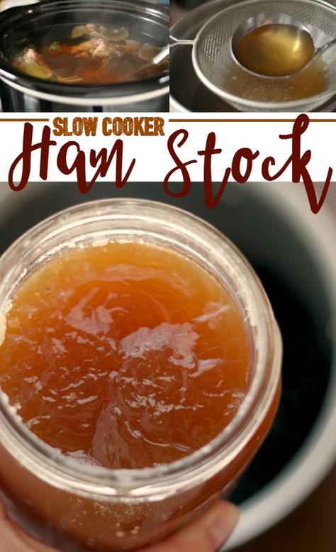 How To Make Broth From Ham Bone, Ham Bone Broth Slow Cooker, Ham Stock Recipes, Ham Bone Broth, Ham Broth, Cooking Ham In Crockpot, Ham Stock, Cooking With Kids Easy, Homemade Broth