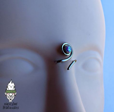 Swirl Bridge Piercing, Unique Bridge Piercing Jewelry, Double Bridge Piercing, Piercing Stacks, Piercing Bridge, Third Eye Piercing, Bridge Piercing, Eye Piercing, Rave Girl