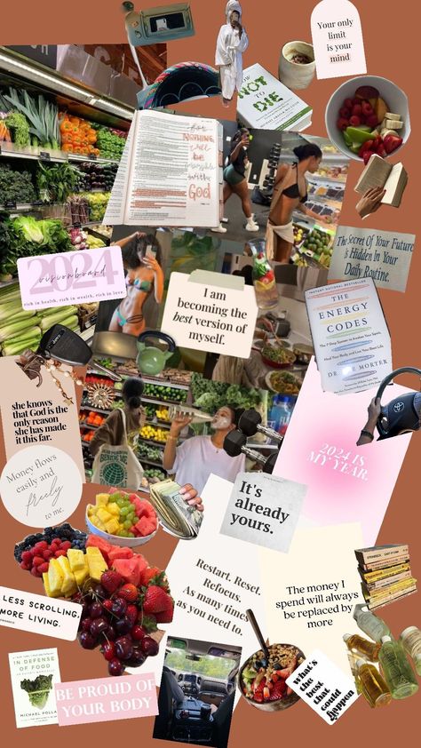 2024 summer/ early fall vision board Self care driving more making money yoga teacher pilates eating healthy loving life Fall Vision Board, Vision Board Self Care, In Defense Of Food, Michael Pollan, Loving Life, Yoga Teachers, Early Fall, Eating Healthy, Yoga Teacher