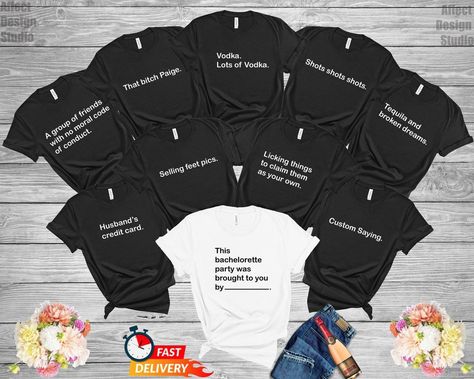 Bridesmaid Gifts Funny Bachelorette Party Shirts Cards - Etsy Bridal Party Tank Tops, Bridesmaid Shirts Bachelorette, Bachelorette Party Shirts Funny, Bridesmaid Funny, Funny Bachelorette, Tacos And Tequila, Bachelorette Party Outfit, Bridesmaid Shirts, Bachelorette Shirts