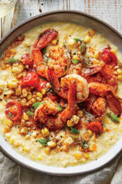 Creole Shrimp and Creamed Corn Greek Style Shrimp With Creamed Corn, Shrimp Recipes Healthy Low Carb, Shrimp And Sweet Corn Grits, Cajun Shrimp And Corn Soup, Shrimp And Grits Aesthetic, Shrimp And Cauliflower Grits, Creole Shrimp, How To Cook Grits, Shrimp N Grits Recipe