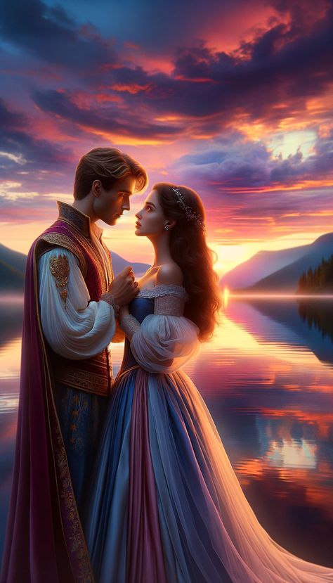 Princess Aesthetic Painting, Prince And Princess Aesthetic, Princess With Prince, Prince Charming Aesthetic, Prince Aesthetic Royal, Disney Princess And Prince, Royal Love, Romantic Artwork, Soulmate Love