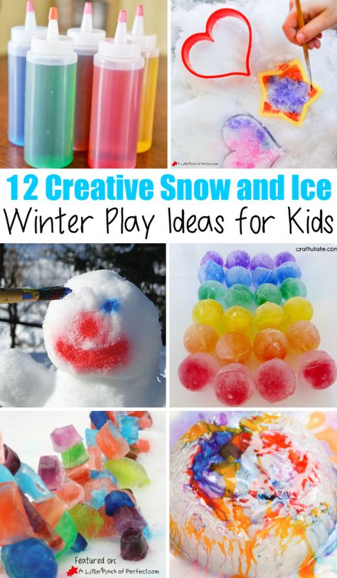 12 creative snow and ice winter play ideas for kids! SO many fun way for kids to play outside (bundled up of course!) and run off that energy! #snowplay #winterplay Play Ideas For Kids, Snow Crafts, Winter Play, Snow Activities, Winter Activities For Kids, Winter Outdoor Activities, Snow Much Fun, Snow Fun, Winter Preschool