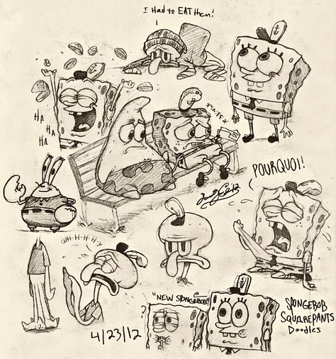 Sponge Bob Sketch, Doddle Disney, Spongebob Drawings Art, Spongebob Sketches, Spongebob Sketch, Spongebob Doodles, Spongebob Pencil, Spongebob Characters Drawings, Doodles Disney