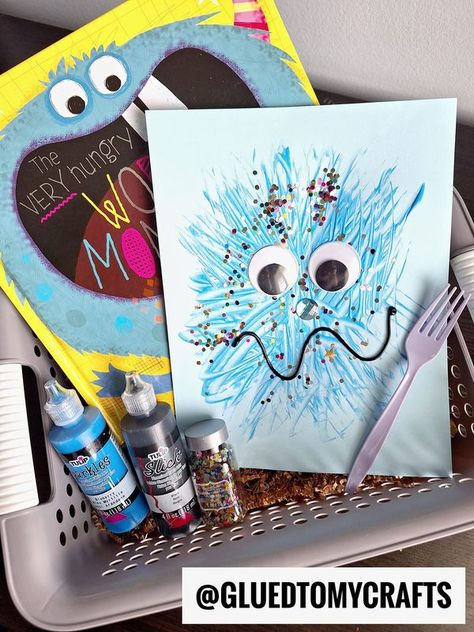 Glued to My Crafts Worry Monster, Bucket Ideas, Paint Splats, Monster Book Of Monsters, Halloween Preschool, Ocean Crafts, Curling Ribbon, Move It, Paint Brush