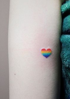 Rainbow Heart Tattoo, Lgbt Tattoo, 16 Tattoo, Pride Tattoo, Tato Minimal, Tiny Heart Tattoos, Small Heart Tattoos, Rainbow Tattoos, Palm Tattoos