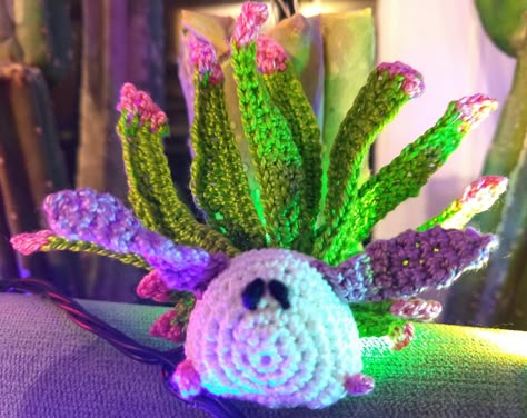 Crochet Sea Slug Pattern Free, Crochet Sea Slug, Leaf Sheep Sea Slug, Leaf Slug, Crochet Slug, Crochet A Leaf, Crochet Aquarium, Leaf Sheep, Funky Crochet