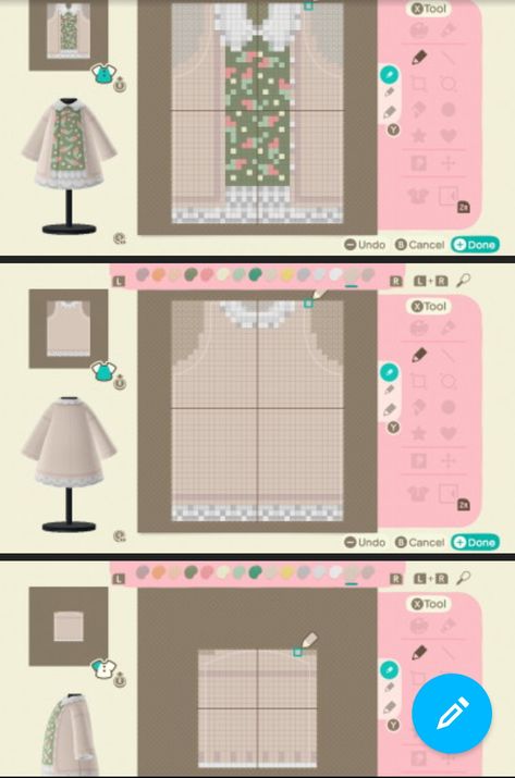 Acnh Clothes Design Pattern, Bud Game Clothes Idea, Acnh Clothing Template, Animal Crossing Pixel Art Clothes, Acnh Dress Pixel, Animal Crossing Outfits Design Grid, Acnh Clothes Pattern Grid, Animal Crossing Clothes Pattern, Animal Crossword