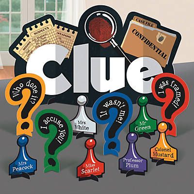 Clue® Party Supplies | Oriental Trading Jubilee Ideas, Beta Club, Clue Game, Board Game Themes, Detective Theme, Clue Party, Mystery Parties, Mystery Dinner Party, Game Night Parties