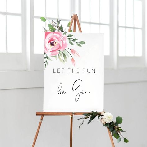 Gin Bachelorette Theme, Gin Bar Sign, Gin Party, Father Of The Groom Gift, Sign Boards, Brunch Decor, Wedding Invitation Etiquette, Calligraphy Stationery, Bridal Shower Sign