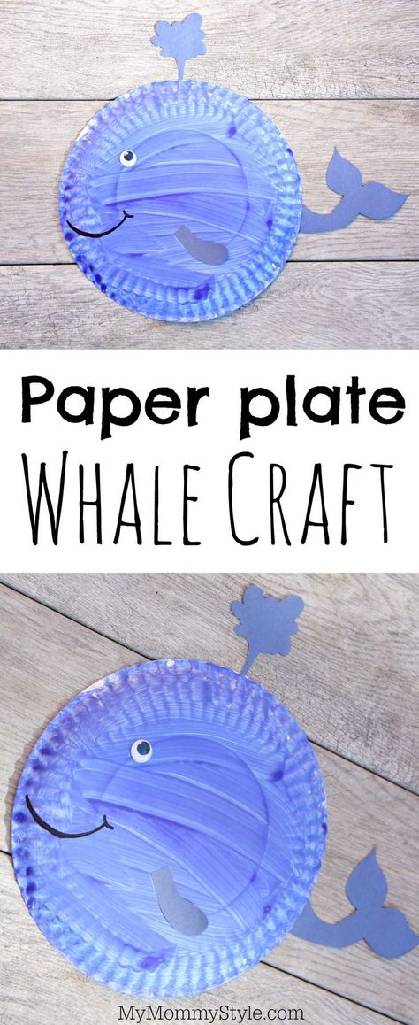 Paper Plate Whale Craft, Paper Plate Whale, Under The Sea Preschool, Sea Creatures Crafts, Whale Craft, Plate Crafts For Kids, Summer Preschool Crafts, Whale Crafts, Under The Sea Crafts