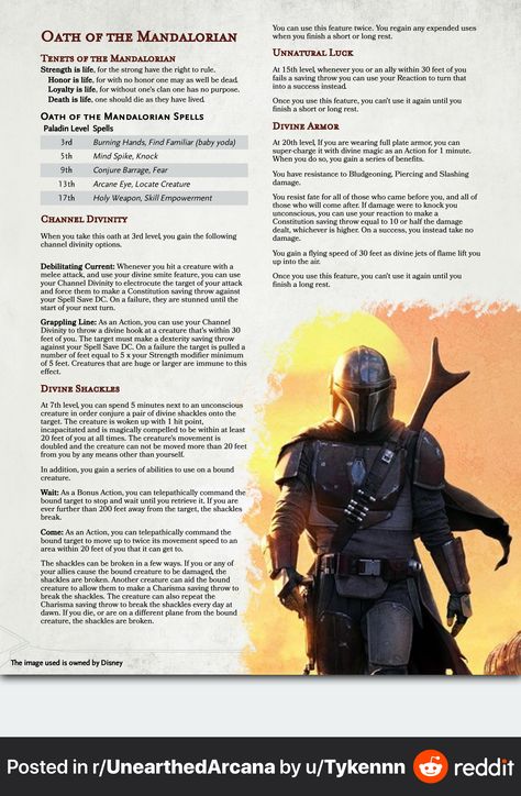 Mandalorian Dnd 5e, Paladin Homebrew, 5e Classes, Dnd Stat Blocks, Dnd Subclasses, D&d Star Wars, Homebrew Classes, Dnd Paladin, Dnd Concept