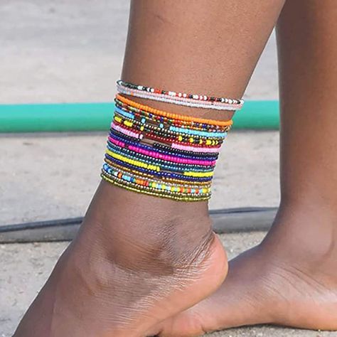 Beads Anklet, Foot Chain, Beaded Ankle Bracelets, Beaded Ankle, Beads Bracelet Design, Colorful Accessories, Summer Bracelets, Beaded Anklets, Foot Jewelry