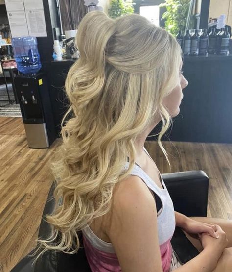 Half Up Half Down Hair Styles Prom, Half Up Ponytail Prom, Haft Up Haft Down Hairstyles Prom, Blonde Hair Styles Half Up Half Down, Hairstyles For Wedding Half Up, Half Up Half Down Wedding Hair Backless Dress, Prom Hairstyles Half Up Half Down Blowout, Prom Hairstyles Half Up Half Down Ponytail, Half Up Half Down High Ponytail Wedding