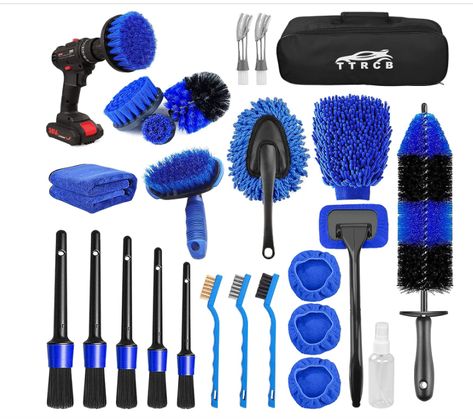 https://amzn.to/3EMugbF Car Detailing Kit, Car Window Cleaner, Car Care Kit, Car Wash Mitt, Car Cleaning Kit, Car Wash Brushes, Clean Tires, Drill Brush, Vent Cleaning