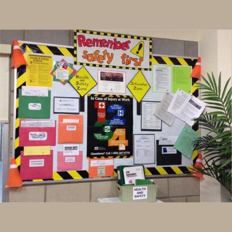 Workplace Safety Activities, Workplace Safety Bulletin Boards, Safety Bulletin Board, Team Bulletin Board, Workplace Safety Slogans, Safety Games, Valentine Bulletin Boards, Health And Safety Poster, Work Bulletin Boards