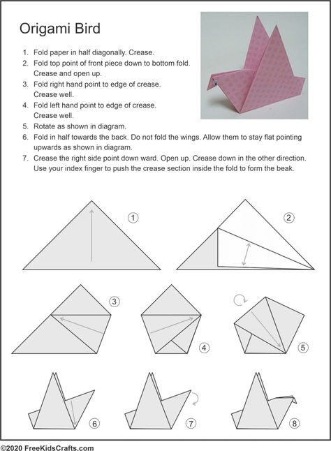 Easy Origami Printable, Origami Easy Printable Templates, How To Make Origami Bird, Free Origami Printables, Origami Printables Templates, Printable Origami Templates, Origami Birds Hanging, Oragami Birds, Origami Bird Tutorial