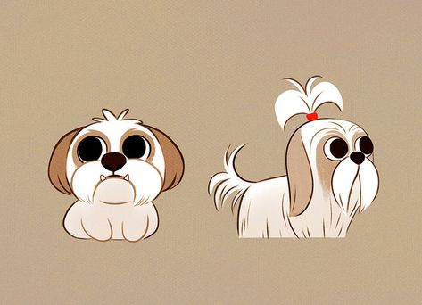 Dog Illustration Art, Animal Doodles, Pet Logo Design, Shih Tzu Dog, Dog Illustration, Dog Drawing, Cartoon Dog, Animal Illustration, Shih Tzu