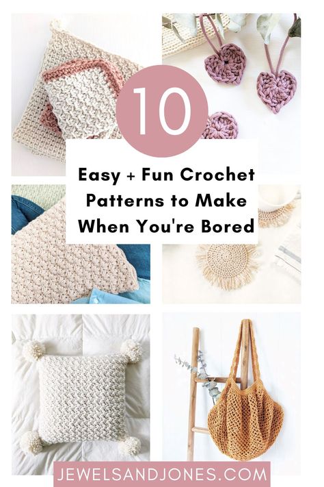 Different crochet projects to make when you're bored. Practical Things To Crochet, Crochet When Bored, Fast Crochet Patterns, What To Crochet When Bored, Things To Crochet When Bored, Fun Things To Crochet, Things To Crochet, Fast Crochet, Quick Crochet Patterns