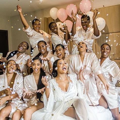 Bridesmaid Pictures, Bridal Party Getting Ready, Bridesmaid Photoshoot, African American Weddings, Amazon Purchases, Wedding Picture Poses, Bridesmaids Photos, Munaluchi Bride, Bride Magazine