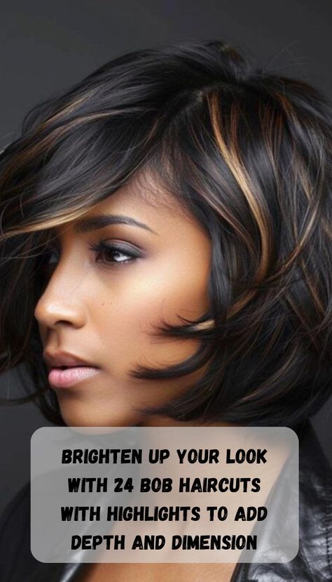 Transform your hair with 24 trendy bob haircuts enhanced by beautiful highlights. These styles will give your hair more depth, dimension, and shine, creating a dynamic and refreshed appearance that's perfect for any season. Chin Length Bob With Highlights, Bob Haircuts With Highlights, Haircuts With Highlights, Trendy Bob Haircuts, Long Brown Bob, Medium Brunette Hair, Beautiful Highlights, Highlighting Techniques, Trendy Bob