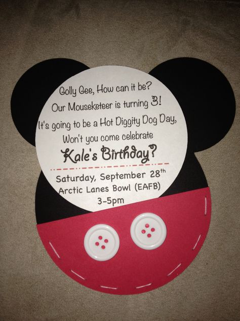 Mickey Mouse 3rd birthday invitations Mickey Mouse 3rd Birthday, Birthday Invitations Design, Birthday Invitations Ideas, Birthday Party Invitation Wording, Mickey First Birthday, Mickey 1st Birthdays, Twodles Birthday, Mickey Mouse Themed Birthday Party, Mickey Mouse Birthday Invitations