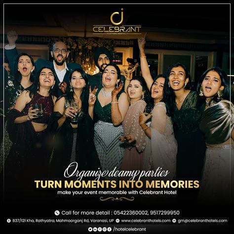 Where Celebrations Come to Life: Our stunning banquet halls are ready to host your next spectacular event. Book now! 🎈🌟 #EventVenue #celebrateinstyle Contact us on : Email Us : gm@celebranthotels.com Call Us : +91-9517-299-951 Website : www.celebranthotels.com #Varanasihotels #celebranthotels #hotelsiinvaranasi #BirthdayCelebrations #LuxuryBirthday #UnforgettableExperience #PamperedOnYourBirthday #MemorableMoments #PartyInStyle #EnchantingAmbiance Luxury Birthday, Social Media Calendar, Banquet Hall, Varanasi, Memorable Moments, Event Venues, Birthday Celebration, How To Memorize Things, Social Media