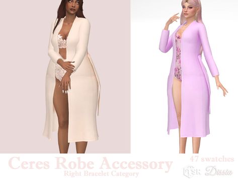 Sims 4 Robe Accessory, Sims Finds, Cc Clothes, Sheer Robe, Fishnet Dress, Strawberry Dress, The Sims 4 Download, Clothes Men, Sims 4 Collections