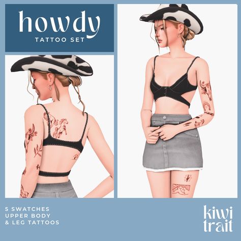 Howdy Tattoo, Sims Download, Cc Shopping, Sims 4 Tattoos, Sims 4 Tsr, The Sims 4 Skin, Pelo Sims, Skin Details, 4 Tattoo