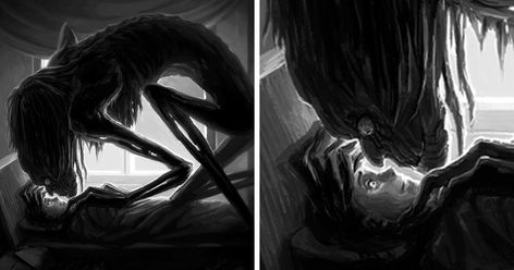 Demon Mommy, Sleep Paralyzed, Paralysis Demon, Creepy Drawings, Film Horror, Night Terror, Dreams And Nightmares, Creatures Of The Night, Creepy Art