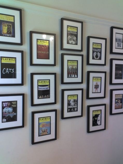 re: Playbill Wall Questions (BroadwayWorld.com) Playbill Wall Display, Playbill Display Ideas Wall Art, How To Display Playbills, Broadway Playbills Display, Autograph Display Ideas, Displaying Playbills, Framed Playbills, Broadway Room Decor, Playbill Display Ideas